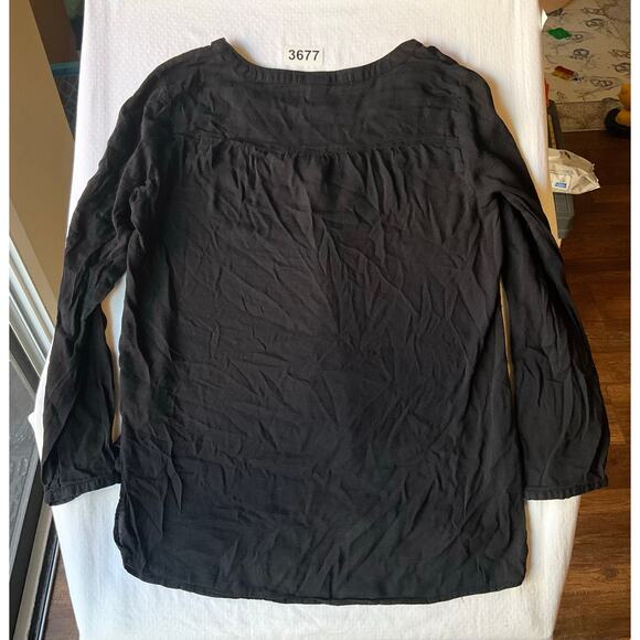 Old Navy Women Tunic Blouse size L Long Sleeve V-neck Rayon Cotton Blend Black - Picture 9 of 9